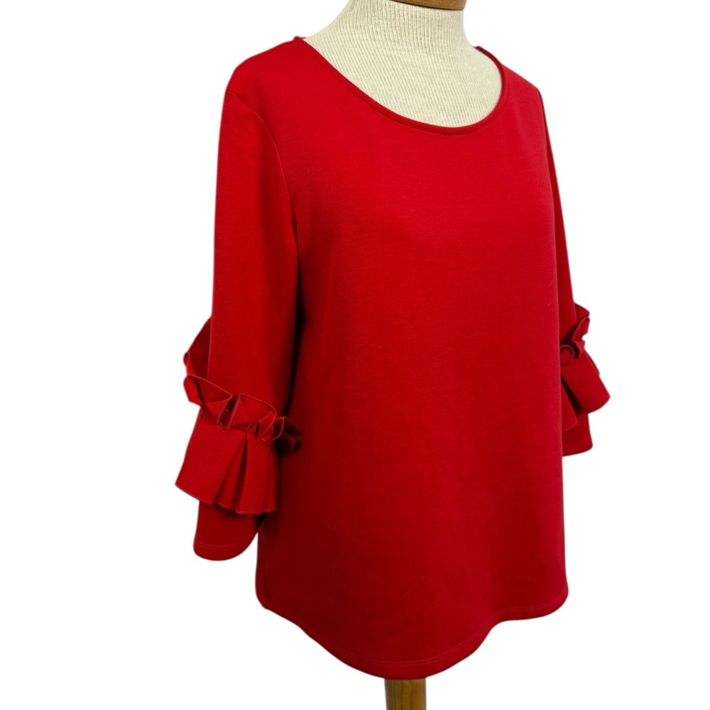 ✨ Halogen Red Ruffle-Sleeve Top | Size Small - Picture 3 of 8
